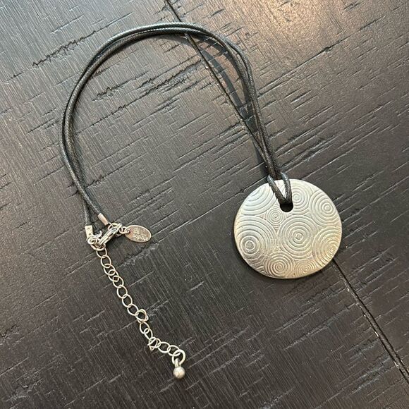 Lia Sophia Silver Medallion Leather Necklace - Picture 1 of 7